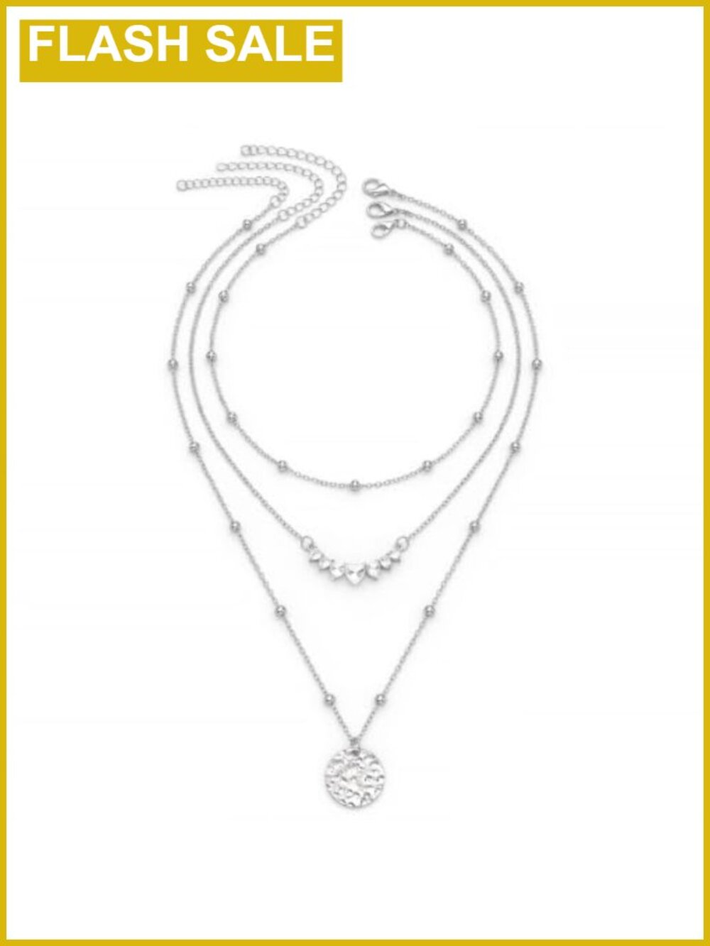 Silver Plated Layered Necklace Set Stackable Choker Pendant Necklaces
